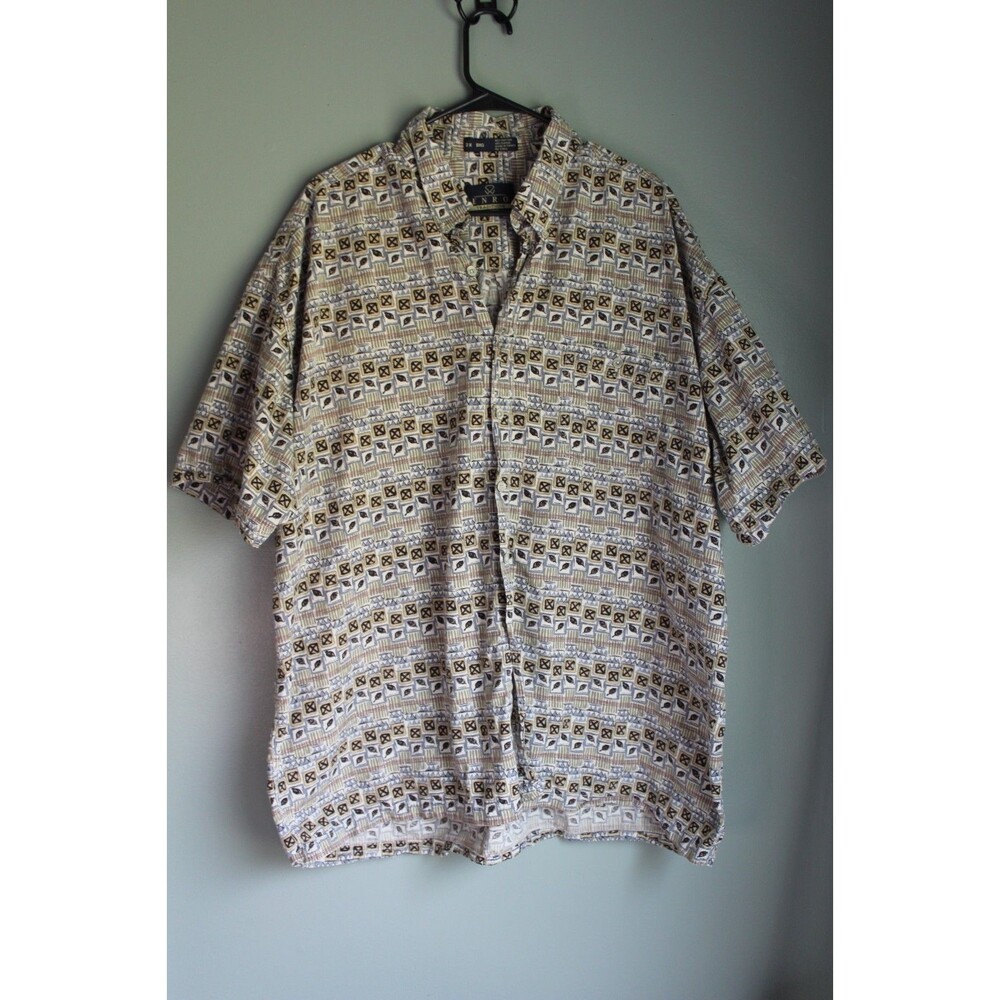 Vintage Enro Traditions Mens Short-sleeve Button-up Shirt Patterned 2X